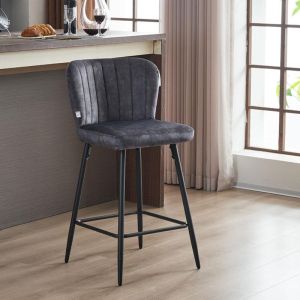 Bar stool Fl2036 gray fabric with charcoal - black metal frame 51x54x94cm