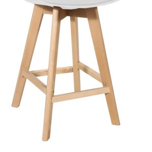 Бар стол Gaston бял Pp-pu и крака от натурално дърво 56x48,5x104cm