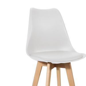 Бар стол Gaston бял Pp-pu и крака от натурално дърво 56x48,5x104cm