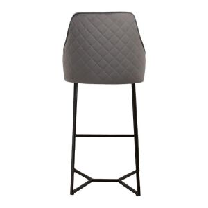 Hilda bar stool with gray plush fabric and metal legs 48*43*104