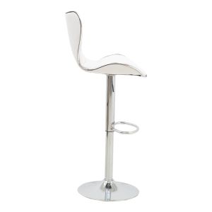 Jorine bar stool with adjustable height, white chrome base, 53x44x114cm