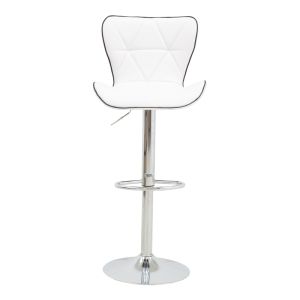 Jorine bar stool with adjustable height, white chrome base, 53x44x114cm