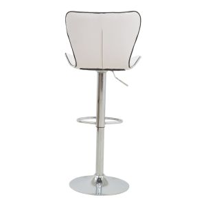 Jorine bar stool with adjustable height, white chrome base, 53x44x114cm