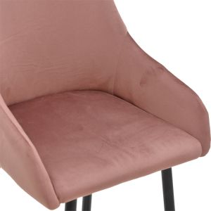 Бар стол Lithe плюшен цвят гнила ябълка с черни крака 47x44x98cm