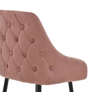 Бар стол Lithe плюшен цвят гнила ябълка с черни крака 47x44x98cm