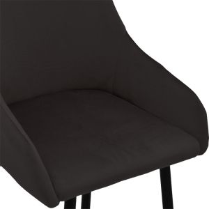 Бар стол Lithe черен плюшен с метални златисти крака 47х44х98cm