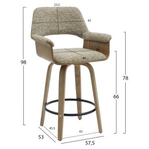 Бар стол Med.height Clipp .01 шперплат варосан-бежов плат 57.5x53x98hcm Hm9987