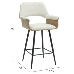 Бар стол Med.height Clipp .02 черни метални крака-екрю плат 57.5x53x98hcm Hm9987