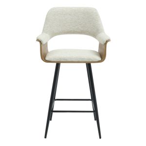 Бар стол Med.height Clipp .02 черни метални крака-екрю плат 57.5x53x98hcm Hm9987