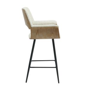 Бар стол Med.height Clipp .02 черни метални крака-екрю плат 57.5x53x98hcm Hm9987
