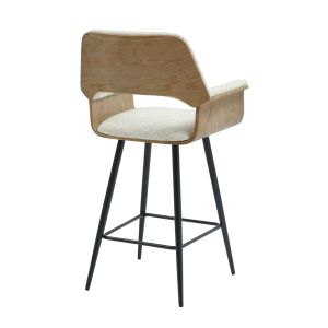 Бар стол Med.height Clipp .02 черни метални крака-екрю плат 57.5x53x98hcm Hm9987