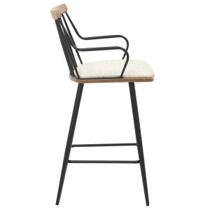 Бар стол Med.height Judi .02 черен метал-екрю материя 48x52x92hcm Hm9985