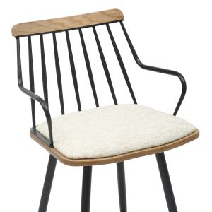 Бар стол Med.height Judi .02 черен метал-екрю материя 48x52x92hcm Hm9985