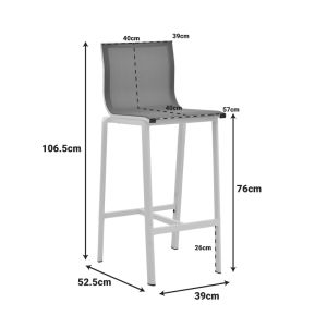 БАР СТОЛ MELINA, ПОДРЕЖДАЩ СЕ ОТ АЛУМИНИЙ, АНТРАЦИТ-TEXTLINE, СИВ НЮАНС 45X49X115СМ