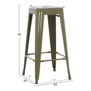 Бар стол Melita-pro Relix HM8642.43 метален в цвят тъмно маслиново 43x43x78hcm.