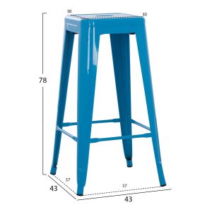 Bar stool Melita-pro Relix Hm8642.48 metal in blue 43x43x78hcm.