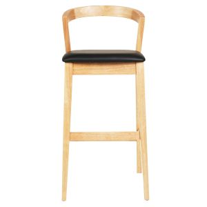 Бар стол Nami .01 каучуково дърво в дъб-черно Pu 47.5x59x102.5hcm Hm9952