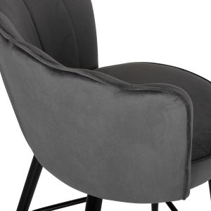 Bar stool Princess Vesna Hm8736,01 gray plush with black metal frame 50x50x90