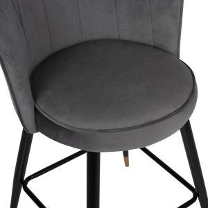 Bar stool Princess Vesna Hm8736,01 gray plush with black metal frame 50x50x90
