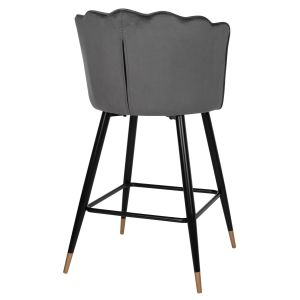 Bar stool Princess Vesna Hm8736,01 gray plush with black metal frame 50x50x90