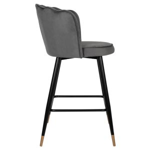Bar stool Princess Vesna Hm8736,01 gray plush with black metal frame 50x50x90