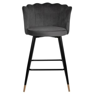 Bar stool Princess Vesna Hm8736,01 gray plush with black metal frame 50x50x90