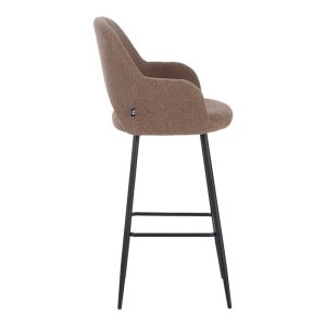 Renish bar stool in cappuccino teddy damask with black metal legs 51x57x114cm