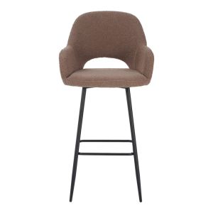 Renish bar stool in cappuccino teddy damask with black metal legs 51x57x114cm