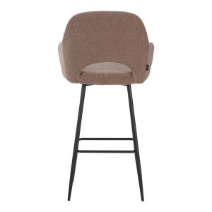 Renish bar stool in cappuccino teddy damask with black metal legs 51x57x114cm