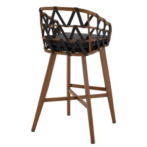 Bar stool Ricko Hm5781.11 brown aluminum frame - dark gray ribbon with rope 56x59x102 cm.