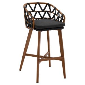 Bar stool Ricko Hm5781.11 brown aluminum frame - dark gray ribbon with rope 56x59x102 cm.