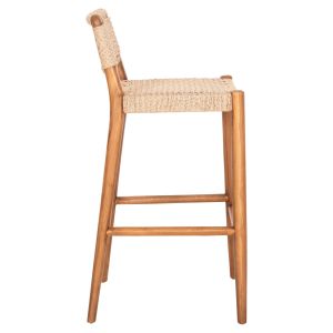 Бар стол Rosco Hm6134 тиково дърво в натурал-виро въже в бежово 47x52x100hcm.
