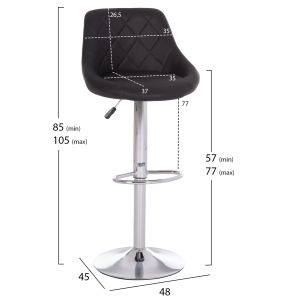 Бар стол Rose Hm204.21 хромирана основа и черен Pu 48x45x105hcm.
