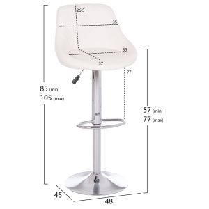 Бар стол Rose Hm204.22 с хромирана основа и и бял Pu 48x45x105hcm.
