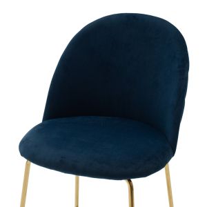Bar stool Ruth blue plush gold legs