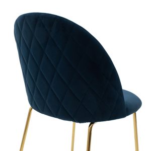 Bar stool Ruth blue plush gold legs