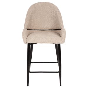 Bar stool Sarky boucle ecru and black metal legs Hm8586,02 55x62x105cm