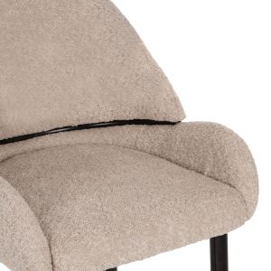 Бар стол Sarky букле и черни метални крака средно висок Hm8586,03 55x62x105hcm