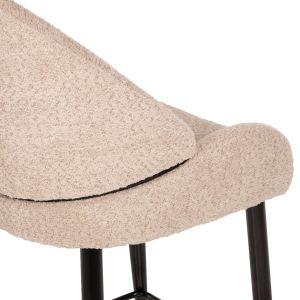 Бар стол Sarky букле и черни метални крака средно висок Hm8586,03 55x62x105hcm