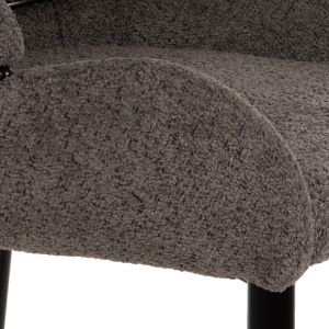 Bar stool Sarky gray bouclé and black metal legs Hm8586,01 55x62x105cm