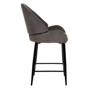 Bar stool Sarky gray bouclé and black metal legs Hm8586,01 55x62x105cm
