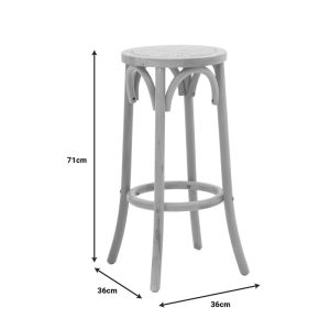 Bar stool Serzo beech and rattan in natural color 36x71cm