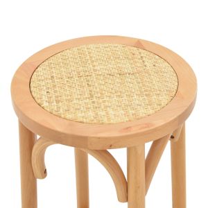 Bar stool Serzo beech and rattan in natural color 36x71cm