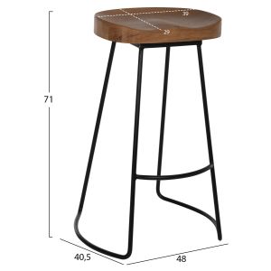 Toon wooden bar stool in natural black Hm9333,01