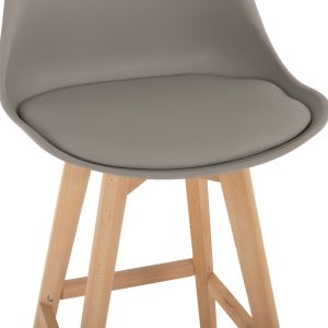 Bar stool Vegas Hm8000,40 medium height gray polypropylene natural oak wood 47x58x103cm