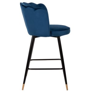 Bar stool Vesna Hm8736,08 with blue plush fabric and black metal legs 50x50x90hcm