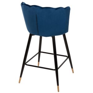 Bar stool Vesna Hm8736,08 with blue plush fabric and black metal legs 50x50x90hcm