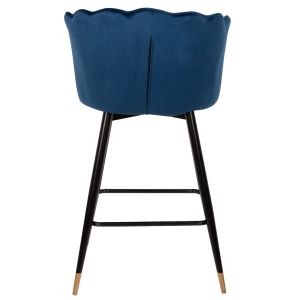 Bar stool Vesna Hm8736,08 with blue plush fabric and black metal legs 50x50x90hcm