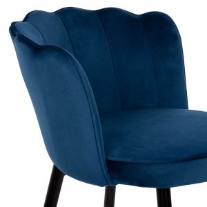 Bar stool Vesna Hm8736,08 with blue plush fabric and black metal legs 50x50x90hcm