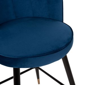 Bar stool Vesna Hm8736,08 with blue plush fabric and black metal legs 50x50x90hcm